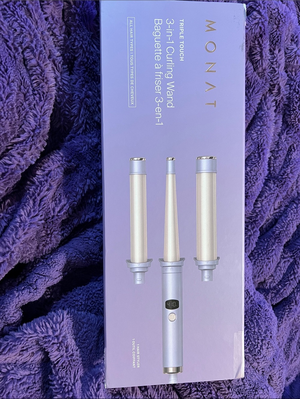 MONAT Triple Touch 3-in-1 Curling Wand - Lavender